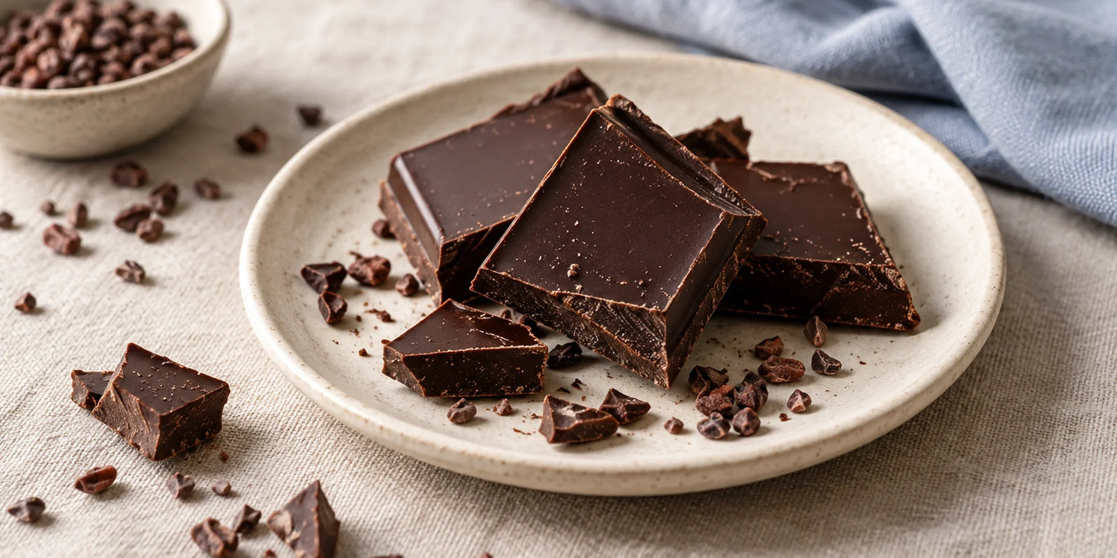 Chocolat noir diabète : carrés de chocolat noir à fort pourcentage de cacao