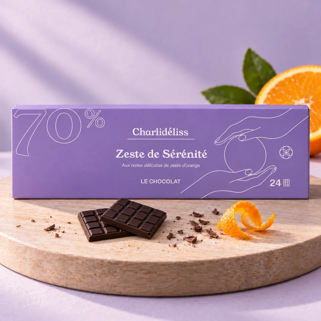 Boîte de chocolat anti-stress Zeste de Sérénité de Charlidéliss