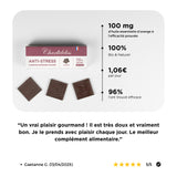 chocolat français haut de gamme aux bienfaits du chocolat noir décuplés avec une huile essentielle relaxante pour un effet antistress naturel puissant 
